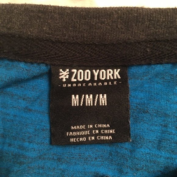 ZOO YORK Turquoise Blue & Black Scoop Hem Baseball T-shirt, Medium - Picture 2 of 2